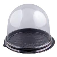 Контейнер для десерта h80 d93 мм 65 шт круглый ЧЕРНЫЙ с прозрачной купольной крышкой "ПРОТЭК" 1/12