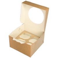 Коробка для пирожных ДхШхВ 160х160х100 мм с окном КАРТОН КРАФТ GDC 1/25/150