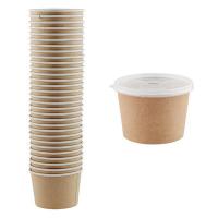 Контейнер бумажный с крышкой h65 d100 мм 300 мл 30 шт для горячего, холодного круглый КРАФТ "OSQ" 1/20