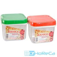 Банка для сыпучих продуктов 0.6л ДхШхВ 110х110х95 мм ПЛАСТИК ''ПОЛИМЕРБЫТ'' 1/18