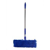 Швабра флаундер в комплекте с МОП 450 мм h1300 мм плоский с карманами с телескоп рукояткой СИНЯЯ МИКРОФИБРА "NN" 1/1