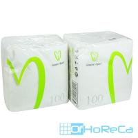 Салфетка бумажная 24х24 см 1-сл 100 шт/уп GREEN HEART БЕЛАЯ ''T'' 1/42