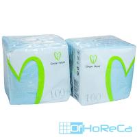Салфетка бумажная 24х24 см 1-сл 100 шт/уп ГОЛУБАЯ ''GREEN HEART'' 1/42