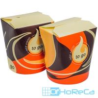 Контейнер бумажный CHINA PACK 550мл Н100хD85 мм с декором TO GO ''PAPSTAR'' 1/50/500