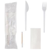 Комплект №4 500 вилка, нож, зубочистка, салфетка БЕЛЫЙ PS "NN" 1/1